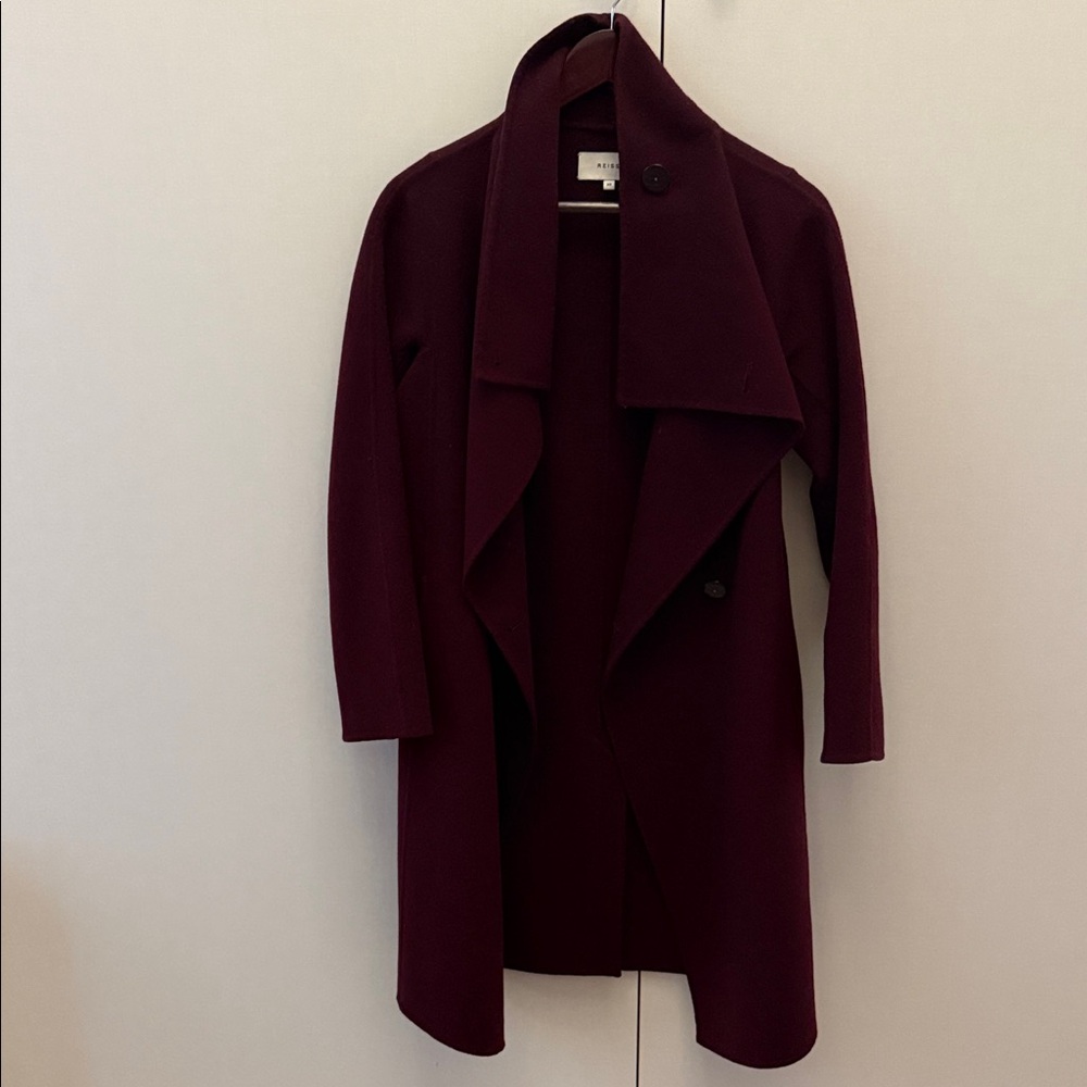 Reiss Burgundy Draped Trench Coat